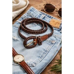 Kimchi Blue Brown Braided Leather Belt Boho Western 38